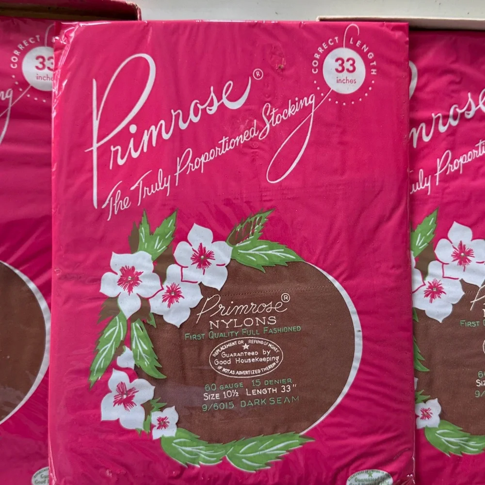 Primrose Vintage Stockings 3 Sets NEW in Pink Floral Box